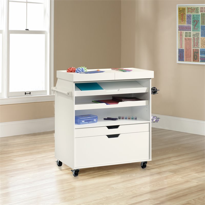 Sauder Select Craft Cart in Soft White