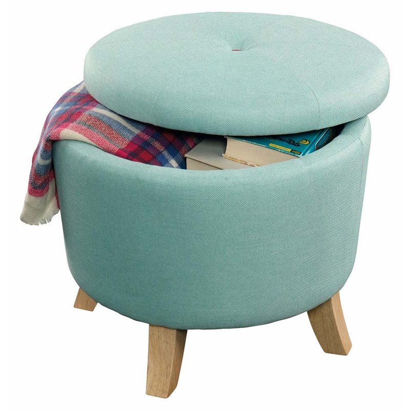 Sauder Eden Rue Lily Storage Ottoman in Light Seafoam Fabric eBay