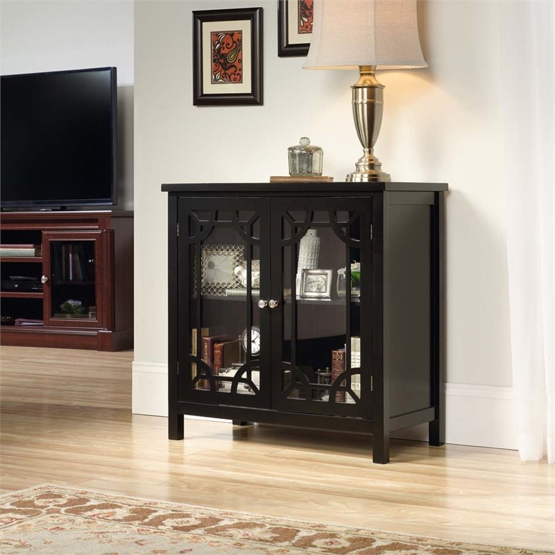 Sauder Palladia Accent Curio Cabinet in Black - 420130