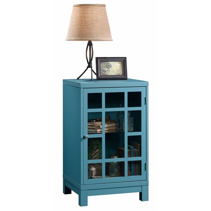 Sauder Carson Forge Accent Curio Cabinet In Moody Blue 420141