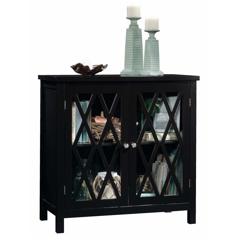 Sauder Harbor View Accent Curio Cabinet in Black - 420218