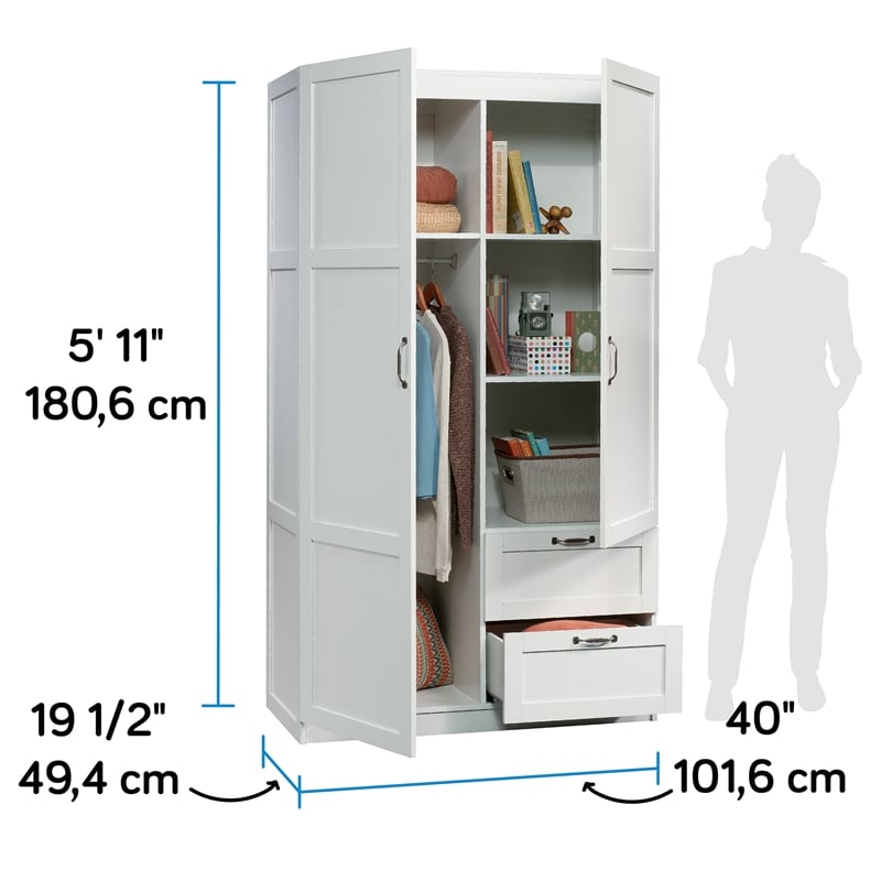 Sauder Select Engineered Wood Wardrobe Armoire in White Finish