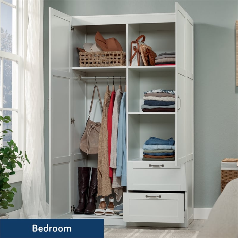 Sauder Select Engineered Wood Wardrobe Armoire in White Finish