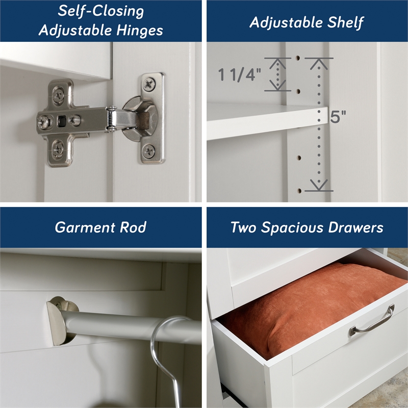 Sauder Select Engineered Wood Wardrobe Armoire in White Finish