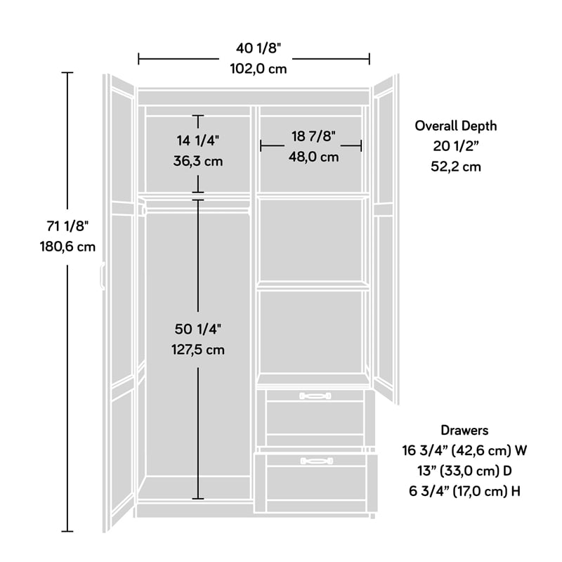 Sauder Select Engineered Wood Wardrobe Armoire in White Finish