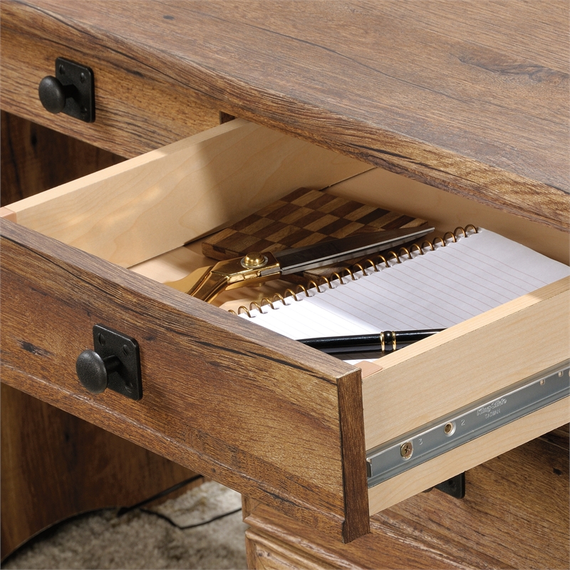 Sauder Palladia Engineered Wood Executive Desk in Vintage Oak Finish