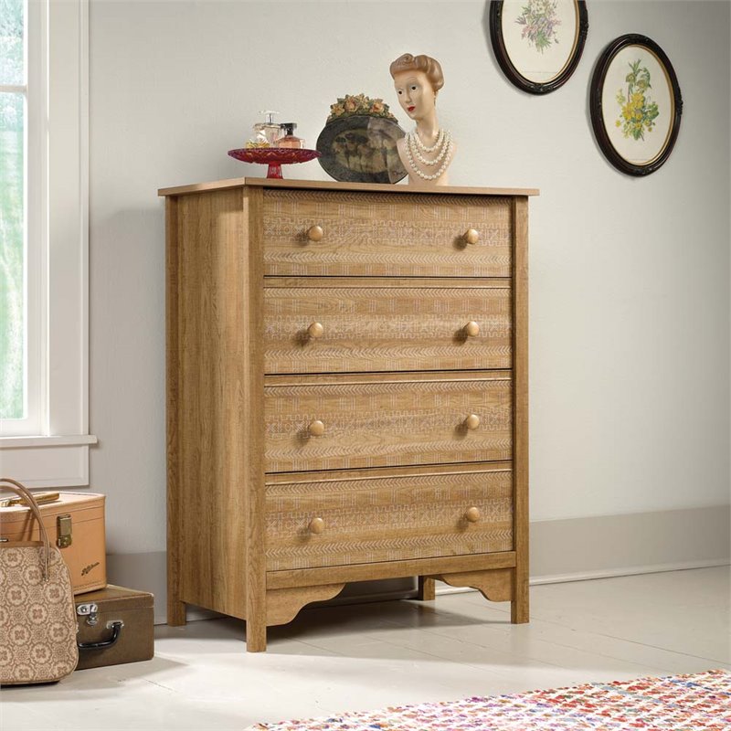 Sauder Eden Rue 4 Drawer Chest In Scribed Oak 420709