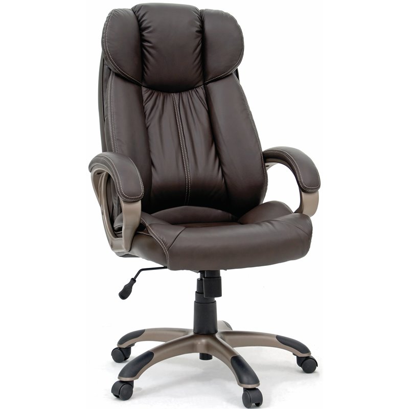 Sauder Gruga Leather Executive Swivel Chair in Brown | Cymax Business