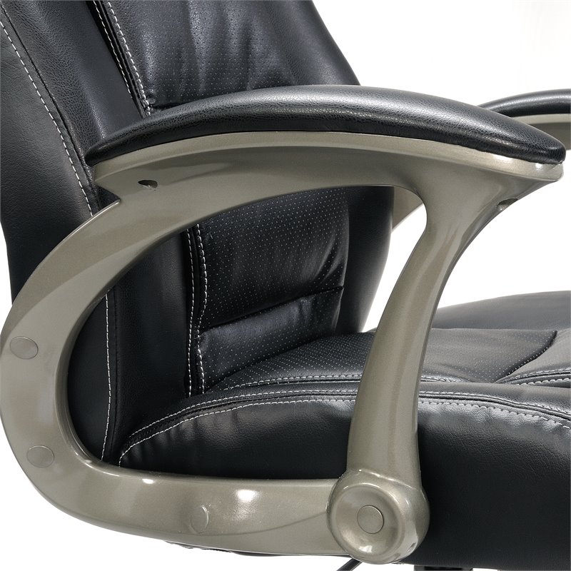 Sauder Gruga Leather Manager Chair in Black