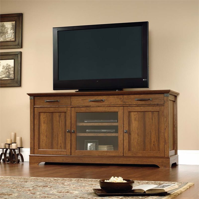 Sauder Carson Forge Tv Stand In Washington Cherry
