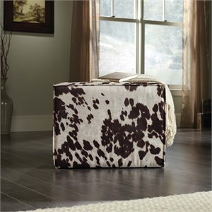Sauder New Grange Elsie Faux Cowhide Ottoman