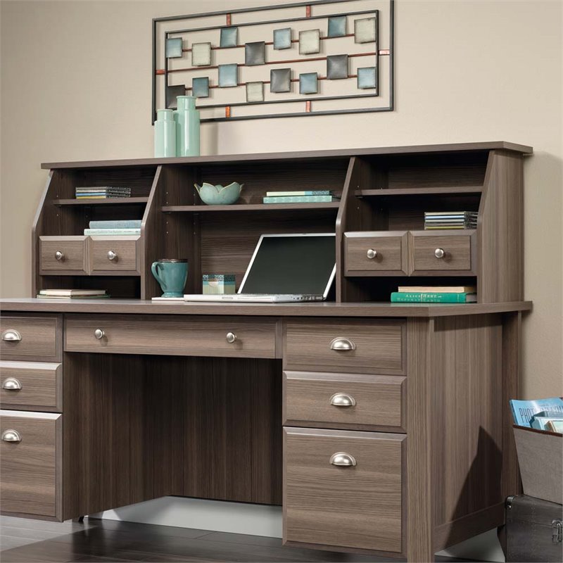 Sauder Shoal Creek Executive Desk With Hutch In Diamond Ash