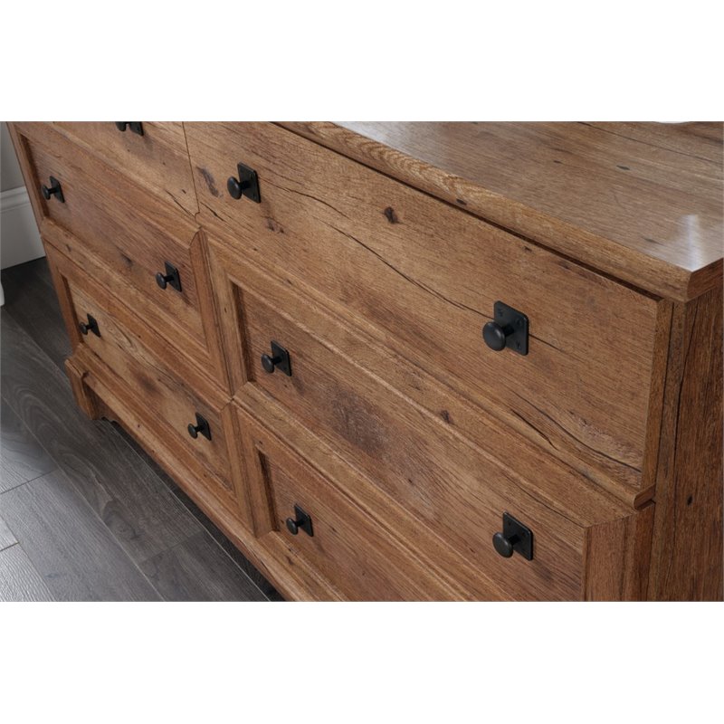 Sauder Palladia Engineered Wood 6Drawer Bedroom Dresser in Vintage Oak