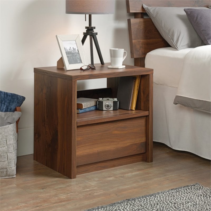 Sauder Harvey Park Engineered Wood Nightstand in Grand Walnut