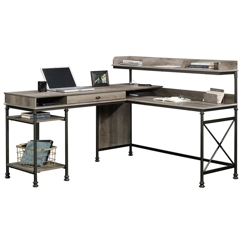Sauder C Street L Shaped Computer Desk In Northern Oak
