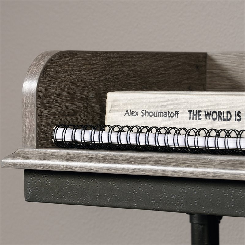 Sauder Canal Street Wood and Metal L-Shape Computer Desk in Northern Oak