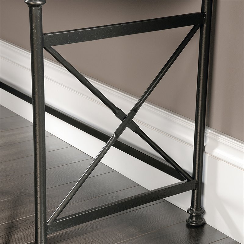 Sauder Canal Street Wood and Metal L-Shape Computer Desk in Northern Oak