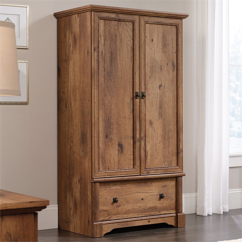 Sauder Palladia Engineered Wood Bedroom Armoire in Vintage Oak Cymax