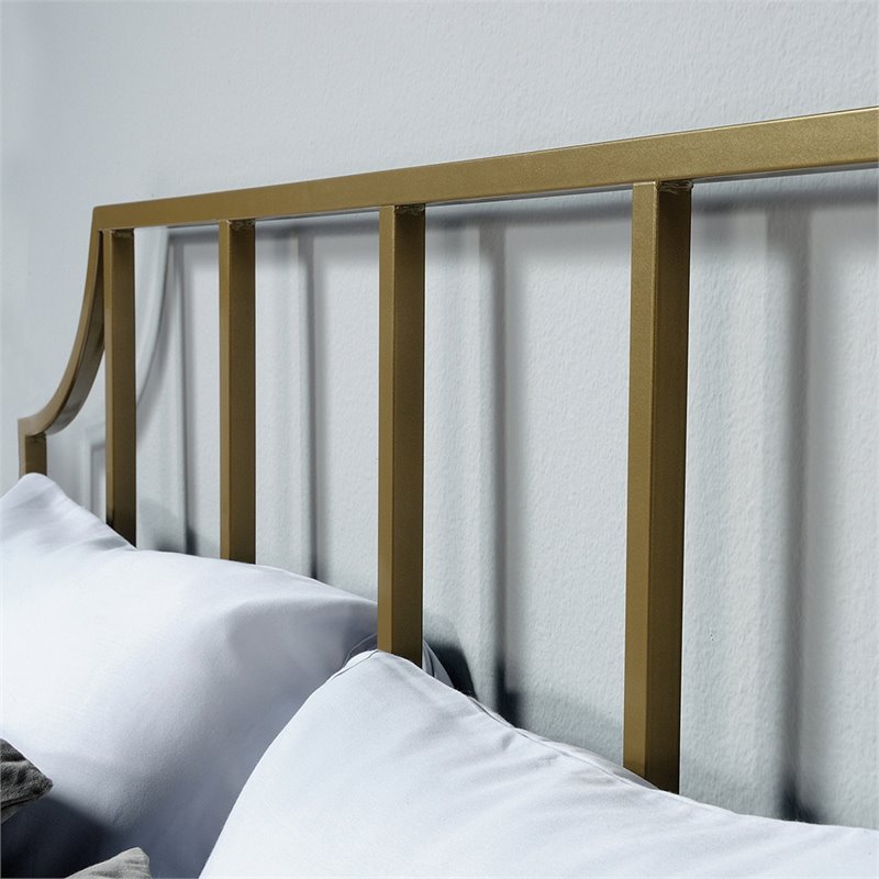 Sauder International Lux Queen Metal Spindle Headboard in Satin Gold