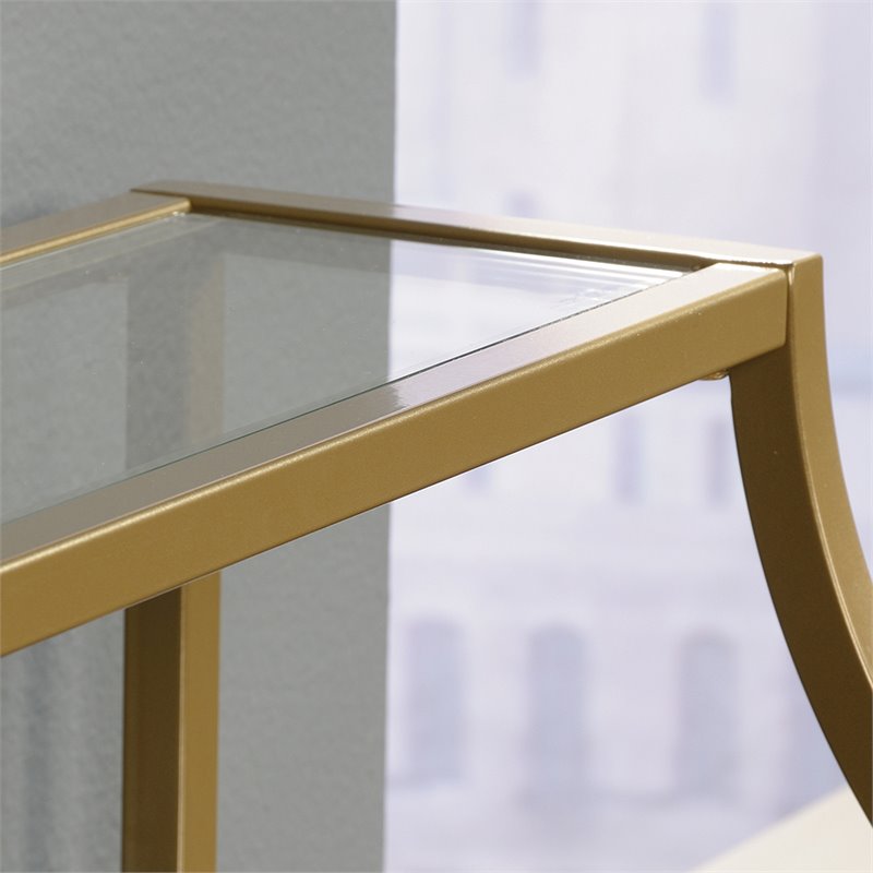 Sauder International Lux Glass Top Console Table In Satin Gold