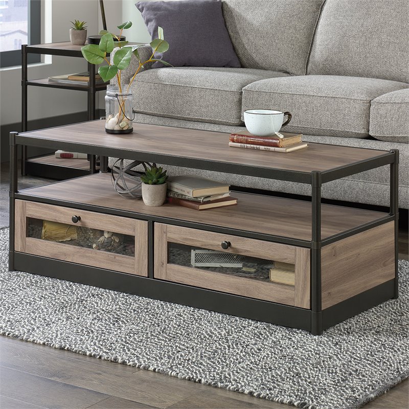 Sauder Barrister Lane 2 Drawer Storage Coffee Table In Salt Oak