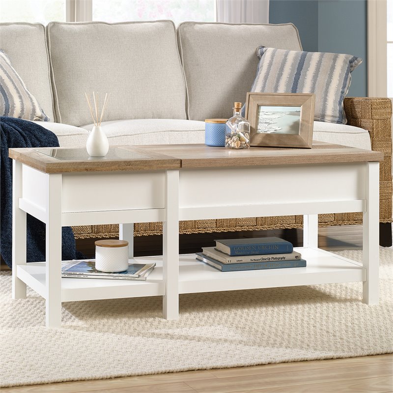 Sauder Cottage Road Lift Top Coffee Table In Soft White 421463