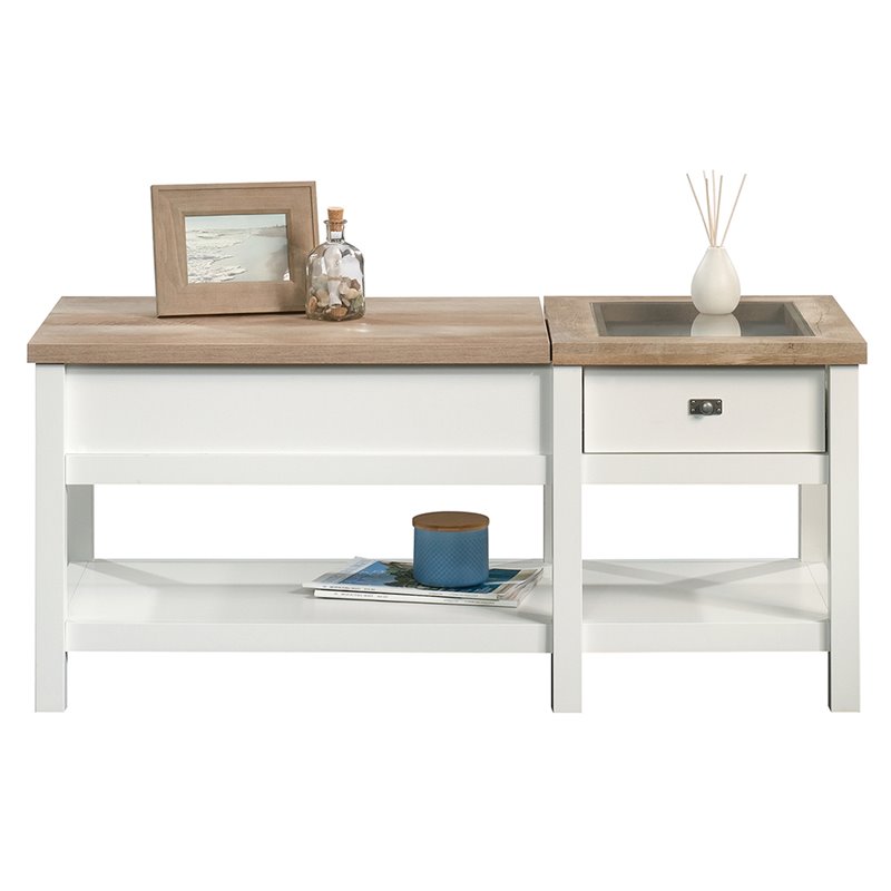 Sauder Cottage Road Lift Top Coffee Table In Soft White 421463