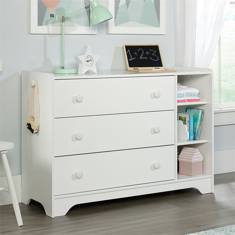 Sauder Pinwheel 3 Drawer Kids Dresser In Soft White 421884