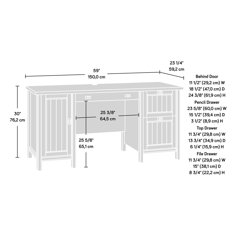 Sauder Costa Engineered Wood 3-Drawers Computer Desk in Chalked Chestnut