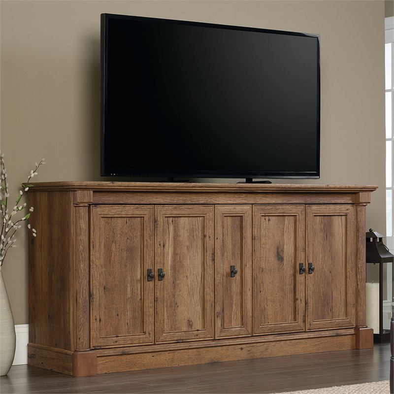 Sauder Palladia 70" TV Stand in Vintage Oak Cymax Business
