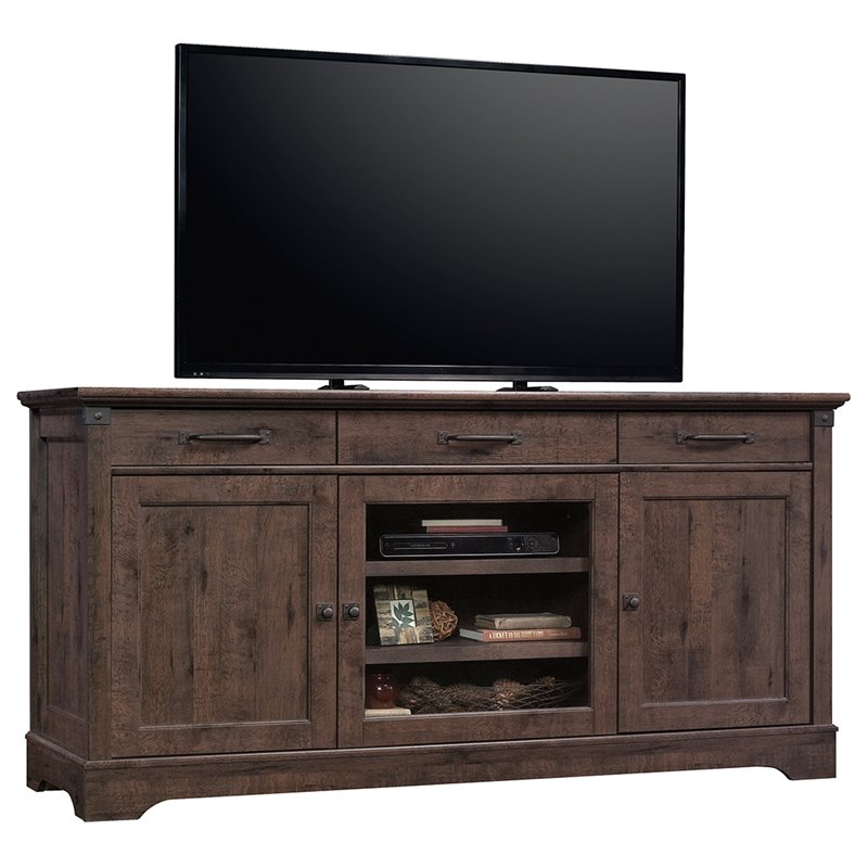 Sauder Carson Forge 73 Tv Stand In Coffee Oak
