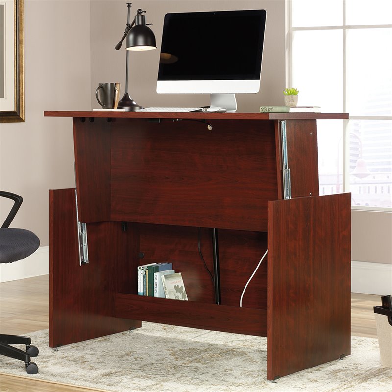 Sauder Heritage Hill Sit And Stand Desk In Classic Cherry