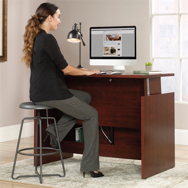Sauder Heritage Hill Sit And Stand Desk In Classic Cherry