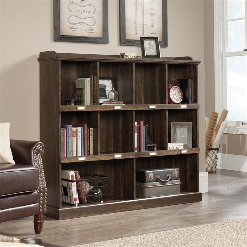 Sauder Barrister Lane Engineered Wood 10Cubby Bookcase in Iron Oak