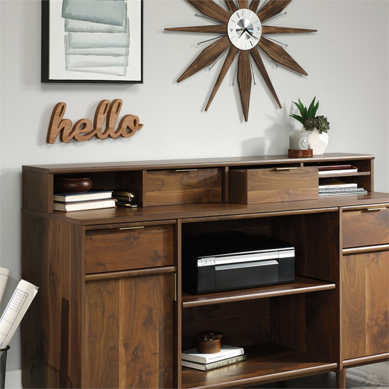 Sauder Clifford Place Engineered Wood Organizer Hutch in Grand Walnut