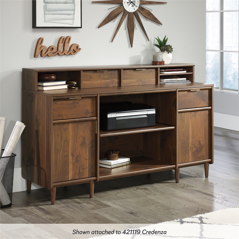Sauder Clifford Place Engineered Wood Organizer Hutch in Grand Walnut