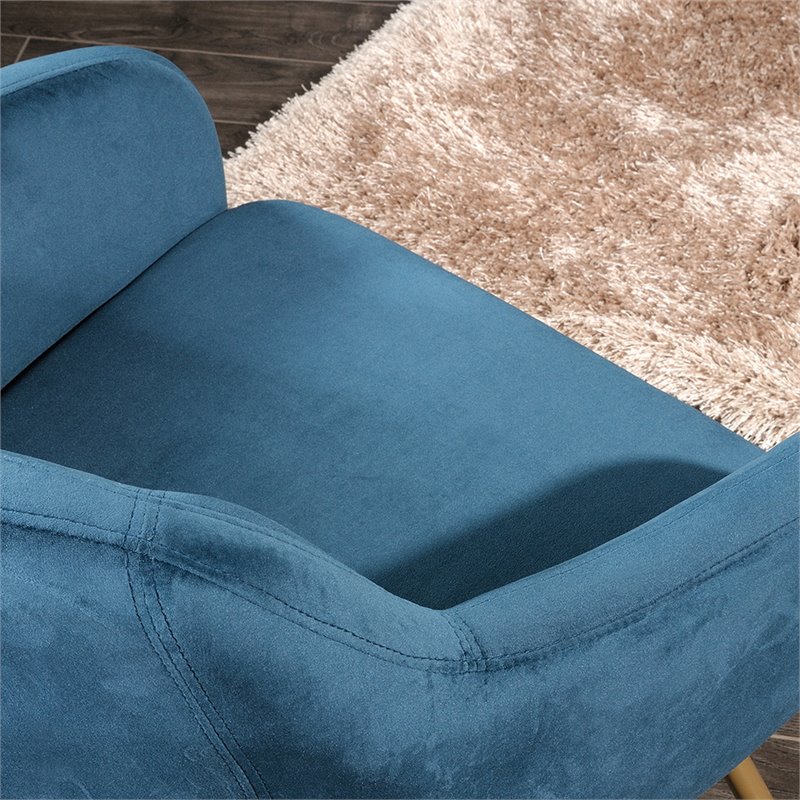 blue suede accent chair