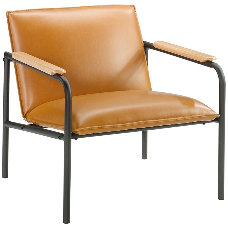 Sauder Boulevard Cafe Faux Leather Accent Chair In Camel And Black Sauder Boulevard Cafe Faux Leather Accent Chair In Camel And Black 422356