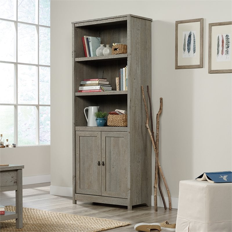 Sauder Cottage Road Engineered Wood 3-Shelf Bookcase in Mystic Oak