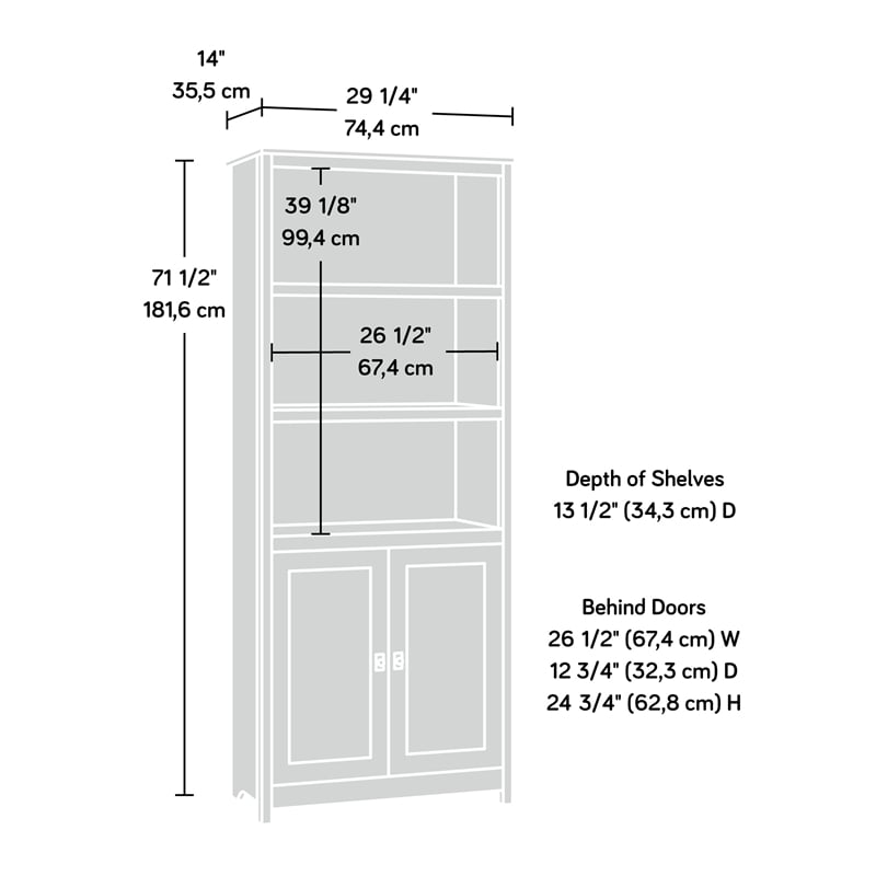 Sauder Cottage Road Engineered Wood 3-Shelf Bookcase in Mystic Oak