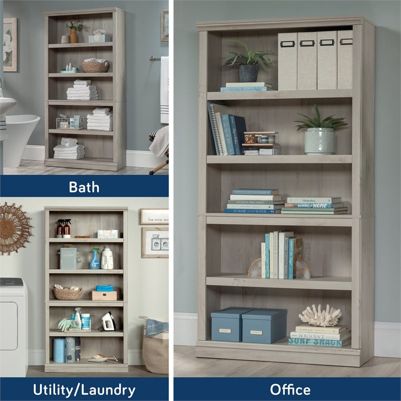 Sauder Engineered Wood 5-Shelf Bookcase in Chalked Chestnut Finish