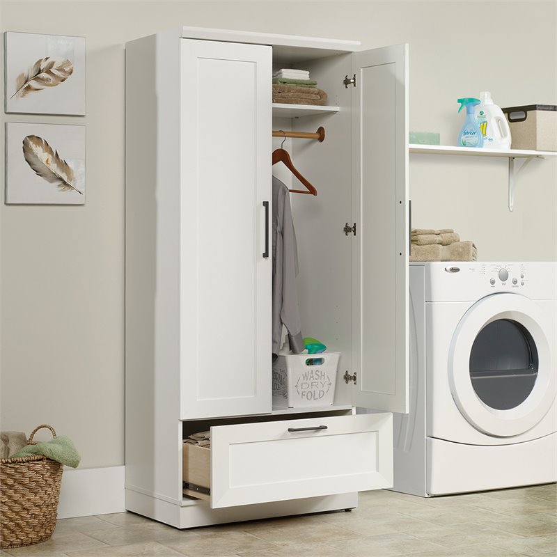 Sauder Homeplus Wardrobe Armoire In, Sauder Homeplus Wardrobe Storage Cabinet Soft White Finish