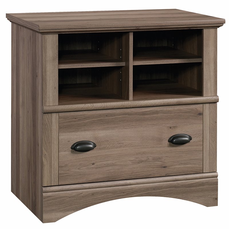 Barrister Lane 2 Piece Executive Desk And Lateral File Cabinet Set In Salt Oak 1901342 Pkg