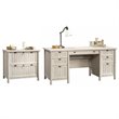 Sauder 2 Piece Executive Desk and Lateral File Set in Chalked Chestnut