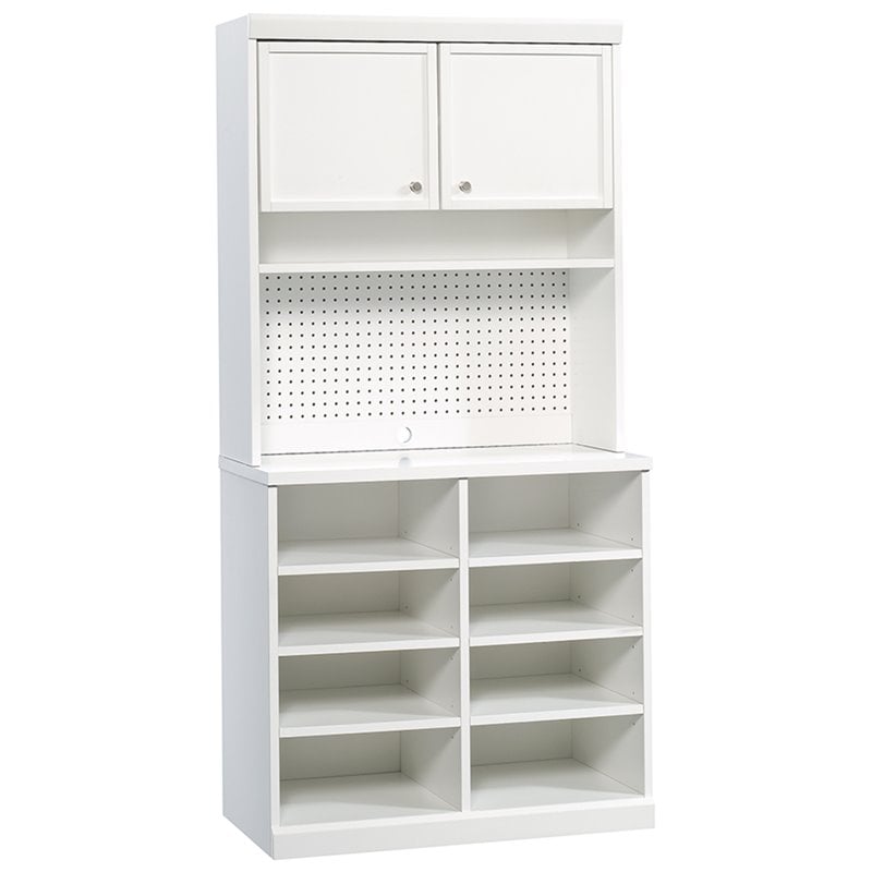 Sauder Craft Pro 8 Cubby Open Storage Cabinet With Hutch In White 421405 414 Kit