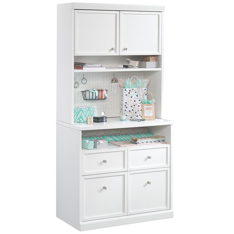 Sauder Craft Pro Storage with Hutch in White