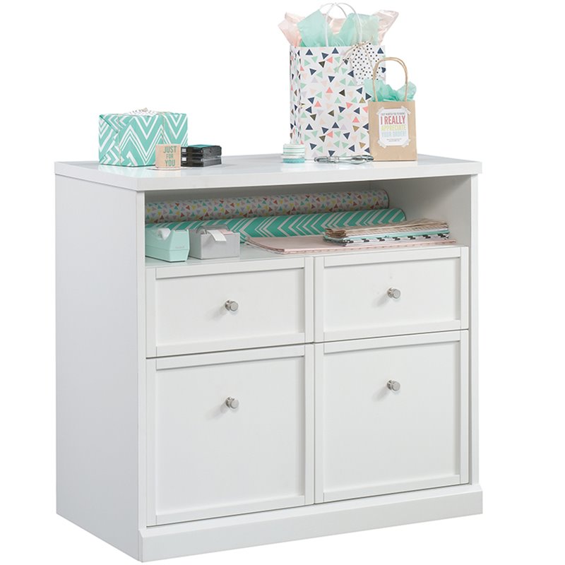 Sauder Craft Pro Storage Cabinet with Hutch in White ...