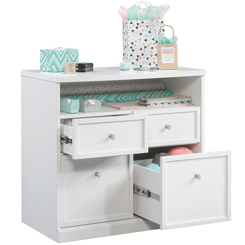Sauder Craft Pro Storage with Hutch in White