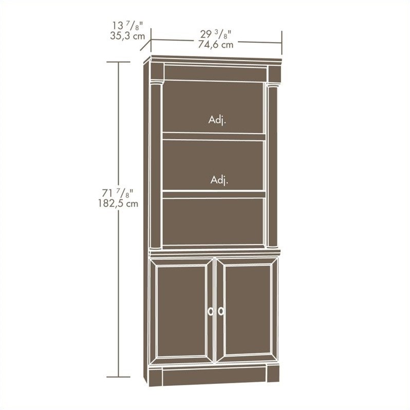 (Set of 2) Library Bookcase with Doors in Cherry