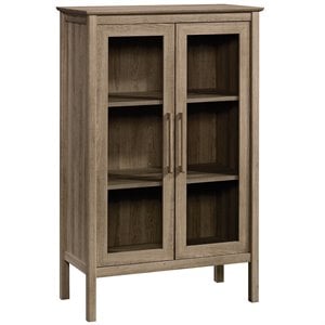 sauder anda norr engineered wood and tempered glass curio cabinet